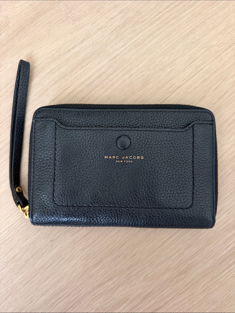 Marc Jacobs Black Pebbled Leather Wristlet